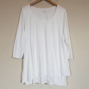 Pure Jill J Jill PJ 3/4 Sleeve Artistic Tee Layered Tiered Super Soft White